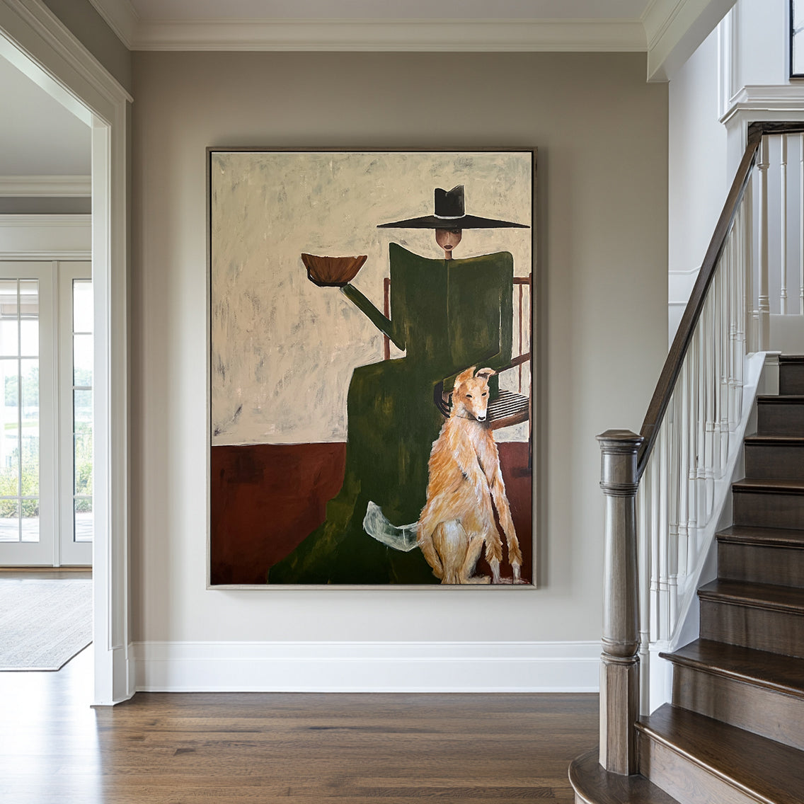 Hand-painted Abstract Figurative Wall painting Modern Greyhound Art
