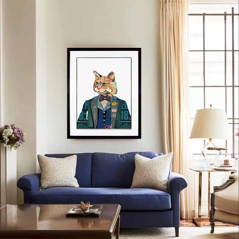 Pet cat portraits Pet Aristocracy Wall Decor Collage Wall Art