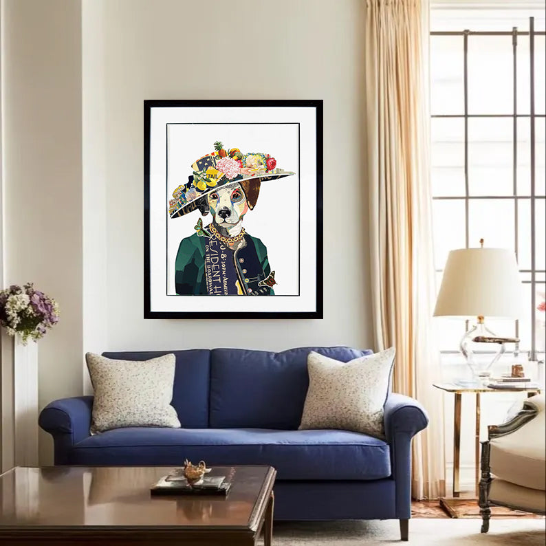 Pet Dog portraits regal pet portrait Wall Decor Pet Collage Wall Art