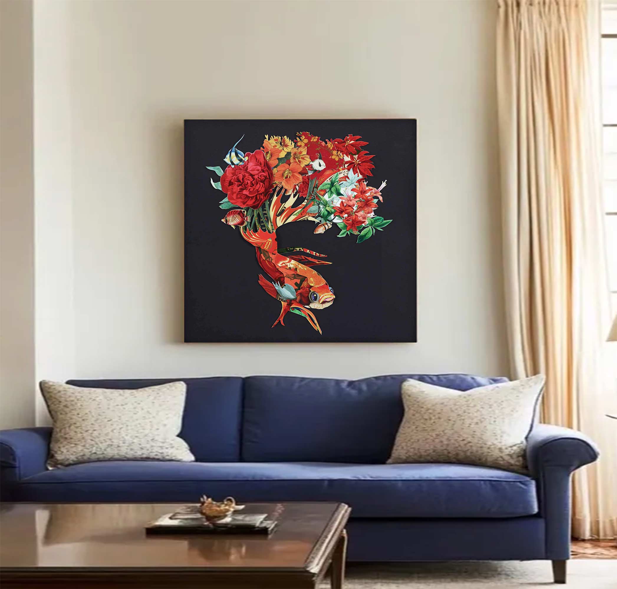 Carp Painting Collage art painting Animal collage art Carp painting