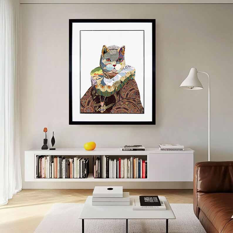 Pet cat portraits regal pet portrait Wall Decor Pet Collage Wall Art