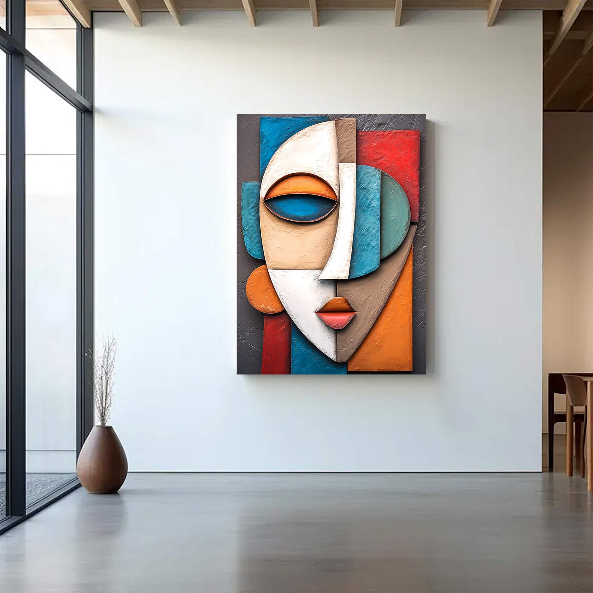 face Sculptured art Abstract Wood carving wall art Wooden wall decor Art