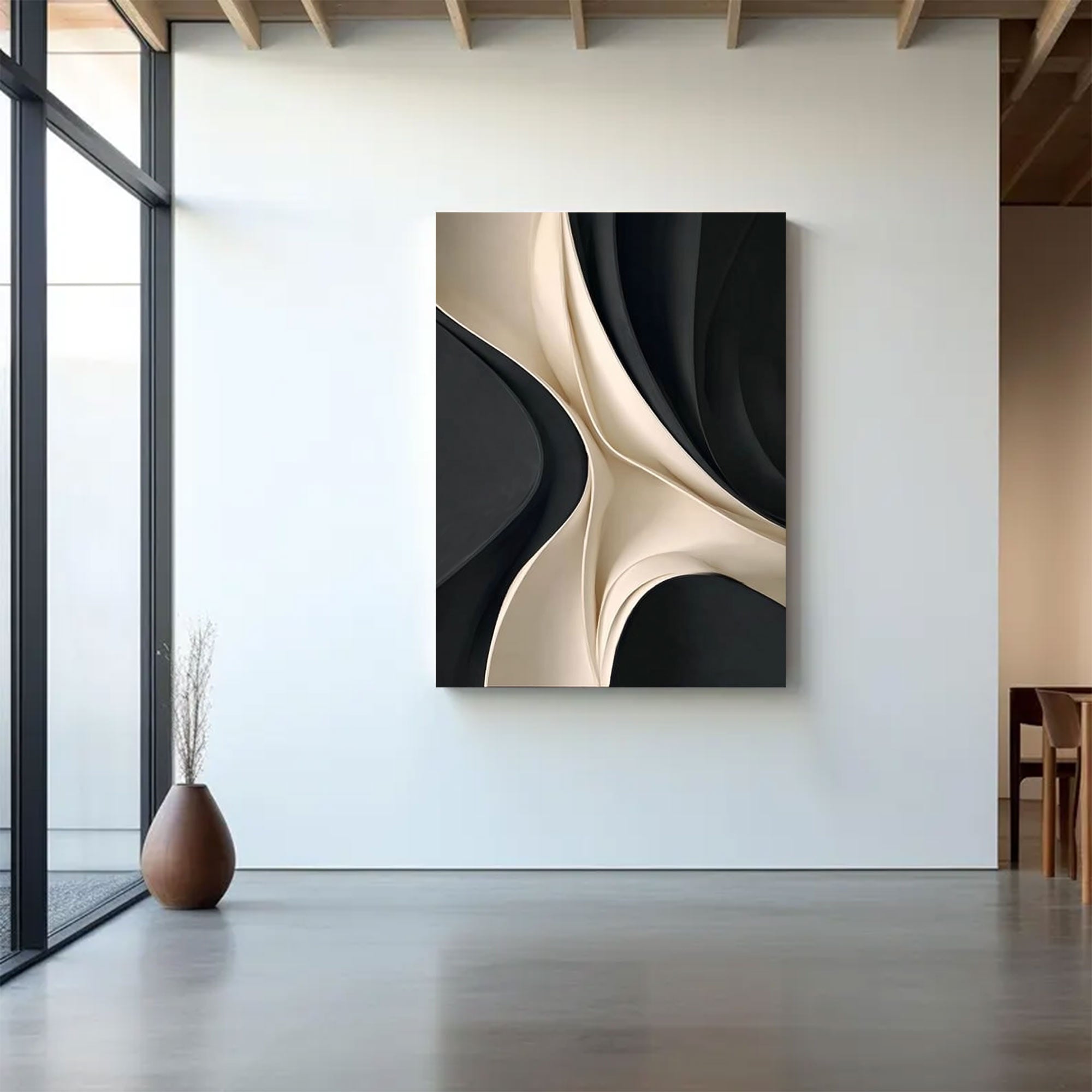 wood sculpture wall art Black and white texture wall decor carving art