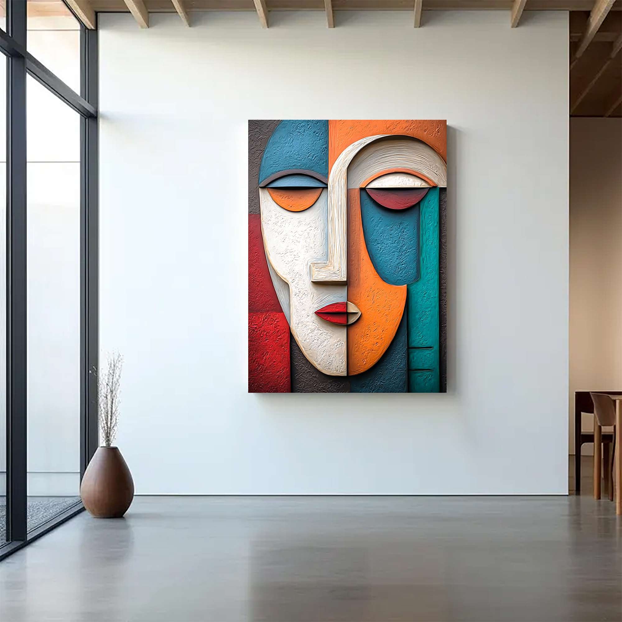 Wood carving wall art  face 3D Textured Wall Decor face Sculptured art