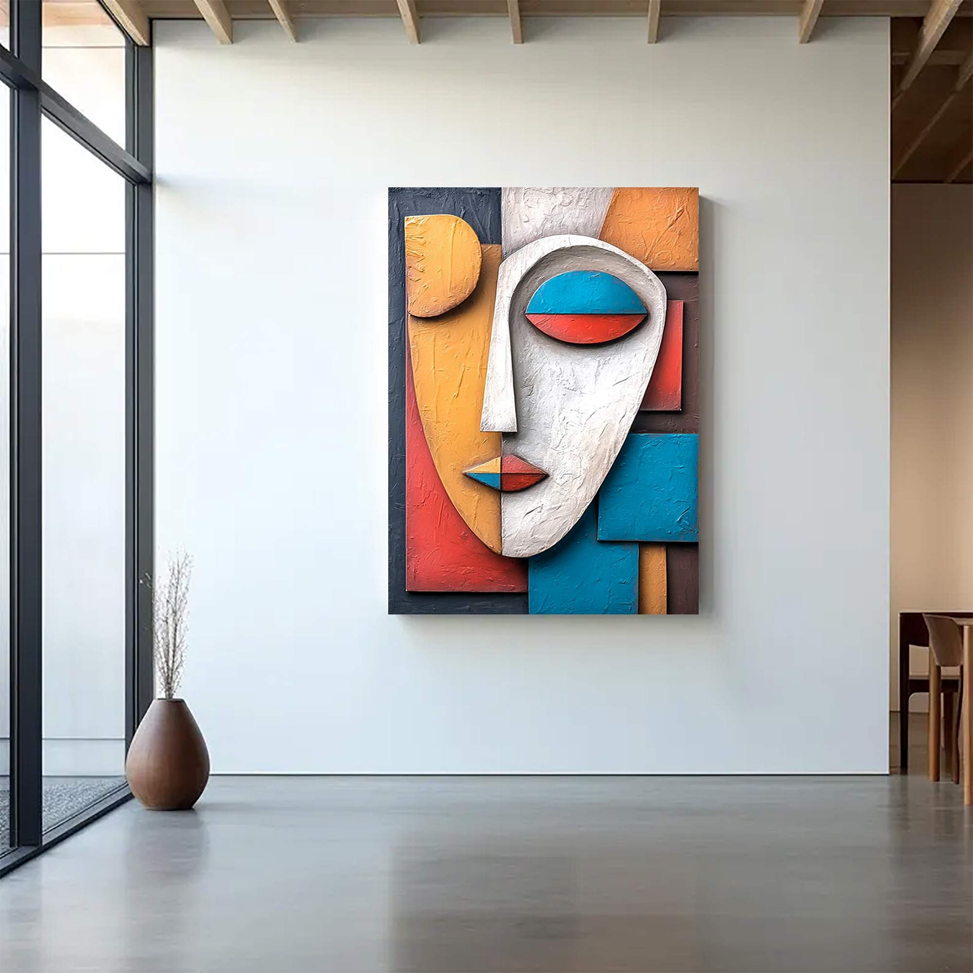 Wood carving wall art Wooden wall decor Art face 3D Textured Wall Decor