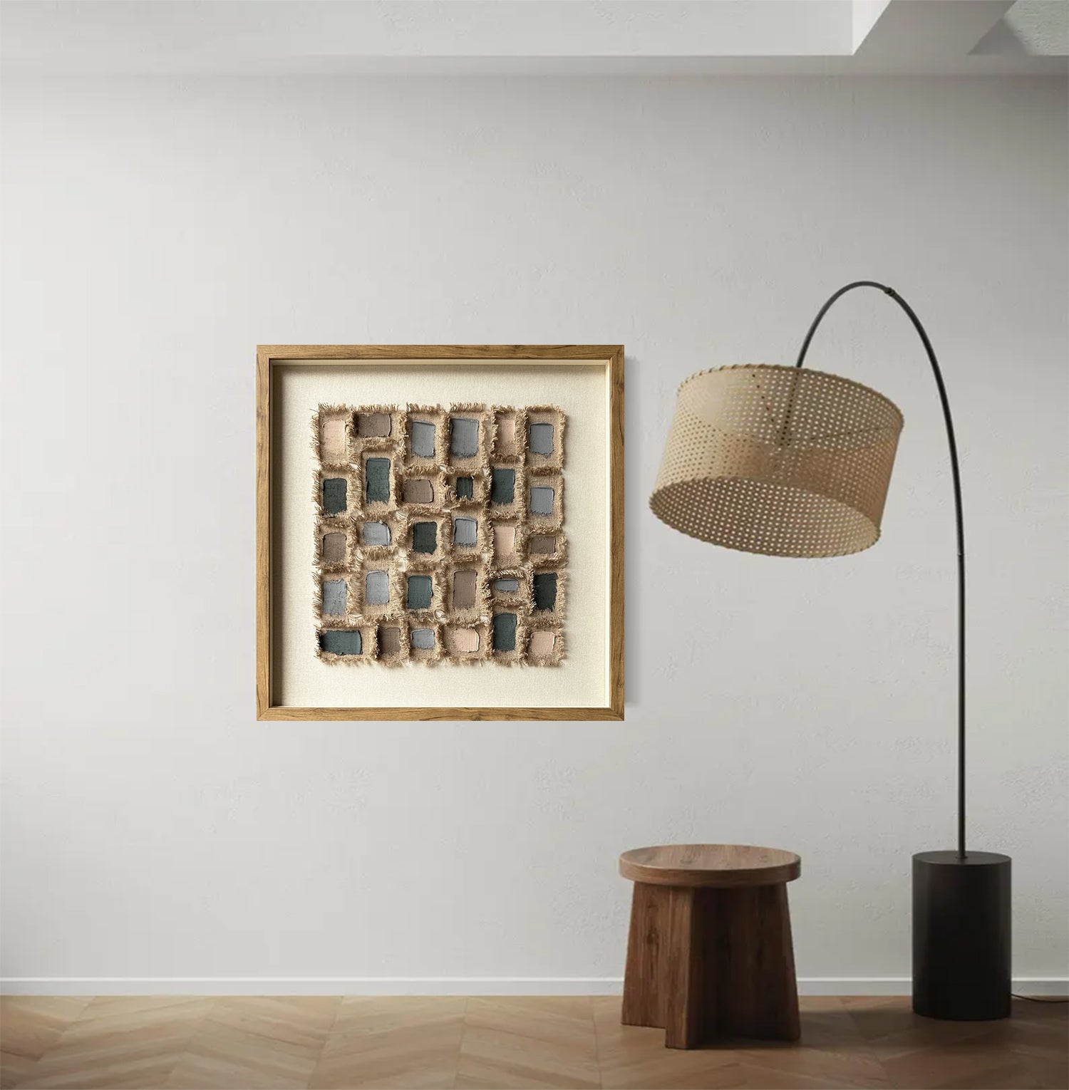 Brown canvas paint art, linen decor painting, canvas decor painting