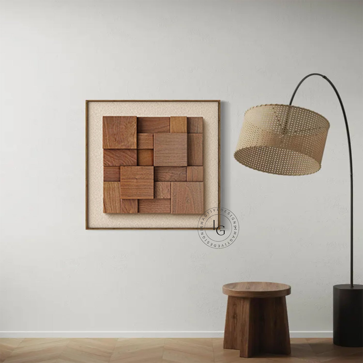 Wood collage decor painting, wood wall painting 3D Textured Wall Art