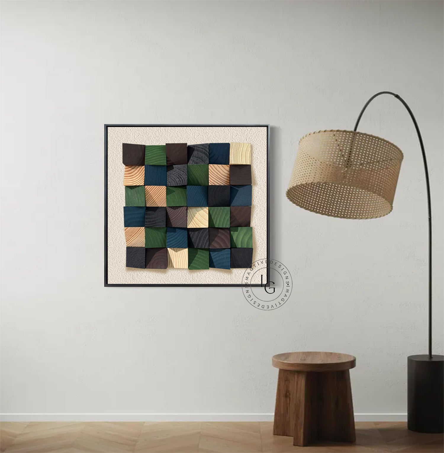 Colorful wood wall Textured Art Colorful Wood collage decor painting