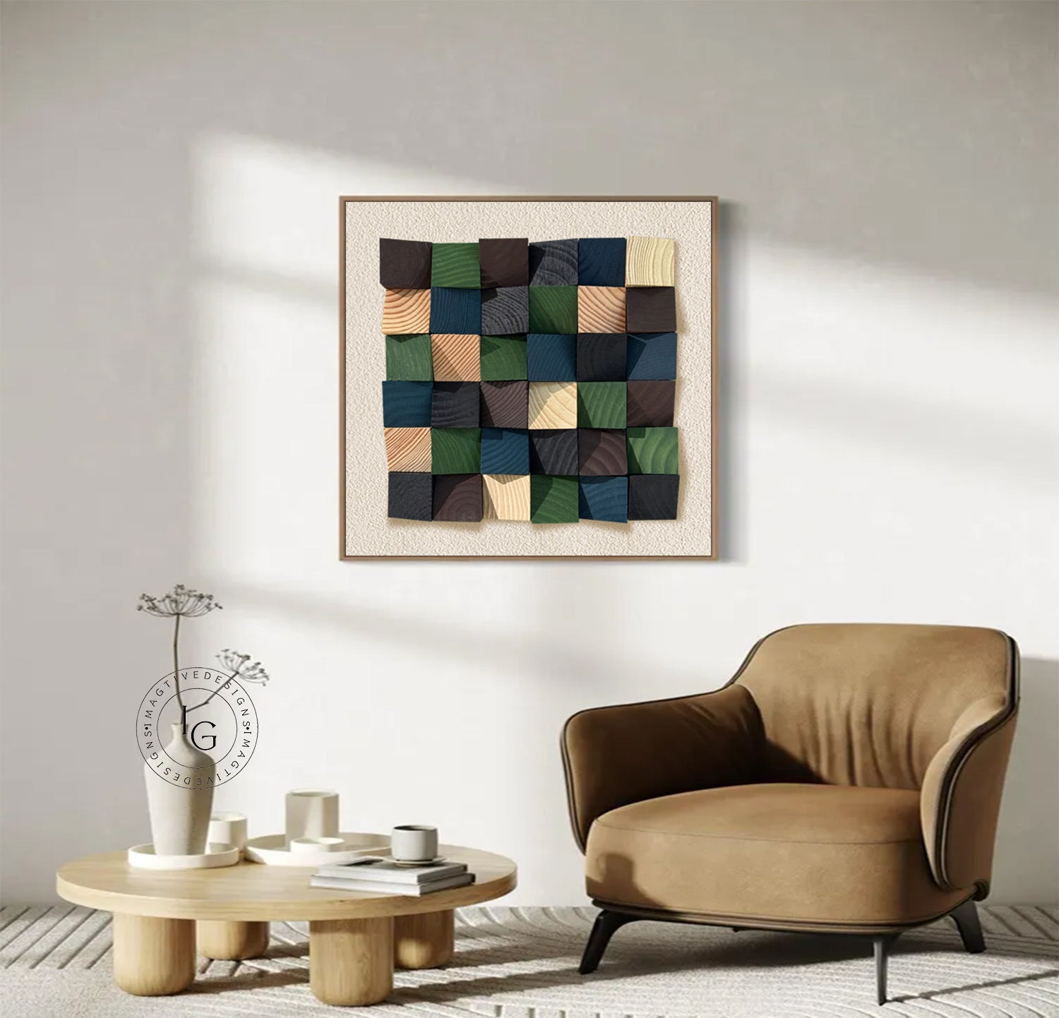Colorful wood wall Textured Art Colorful Wood collage decor painting