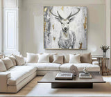 Deer wall decor Deer Canvas Wall Art Deer Abstract Painting Deer Wall Art Large Deer Artwork