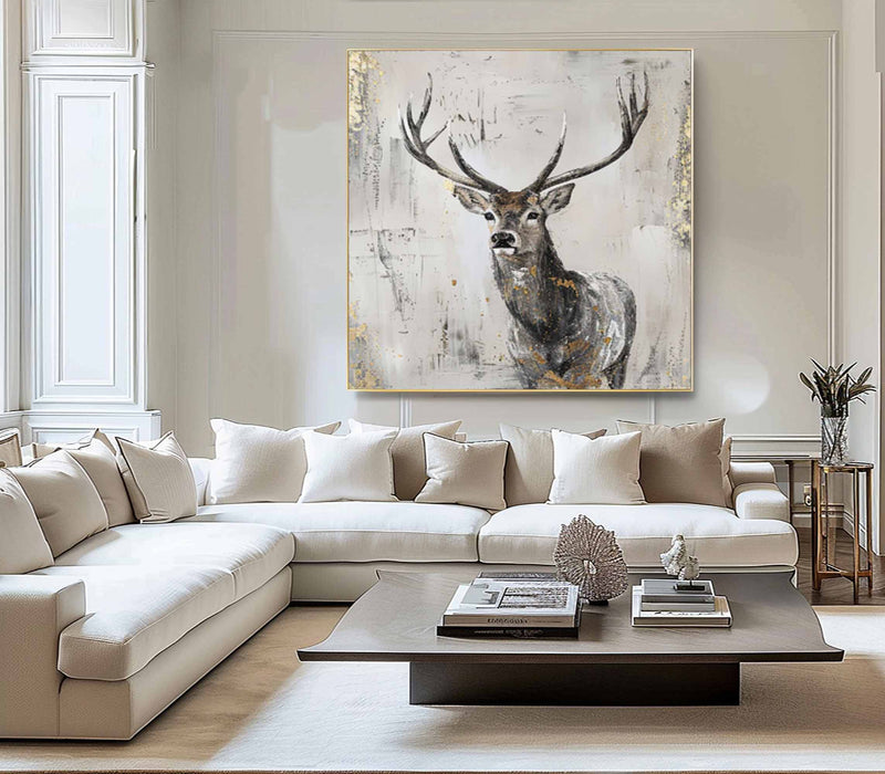 Deer wall decor Deer Canvas Wall Art Deer Abstract Painting Deer Wall Art Large Deer Artwork