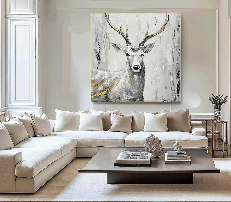 Deer wall decor Deer Canvas Wall Art Deer Abstract Painting Deer Wall Art Large Deer Artwork