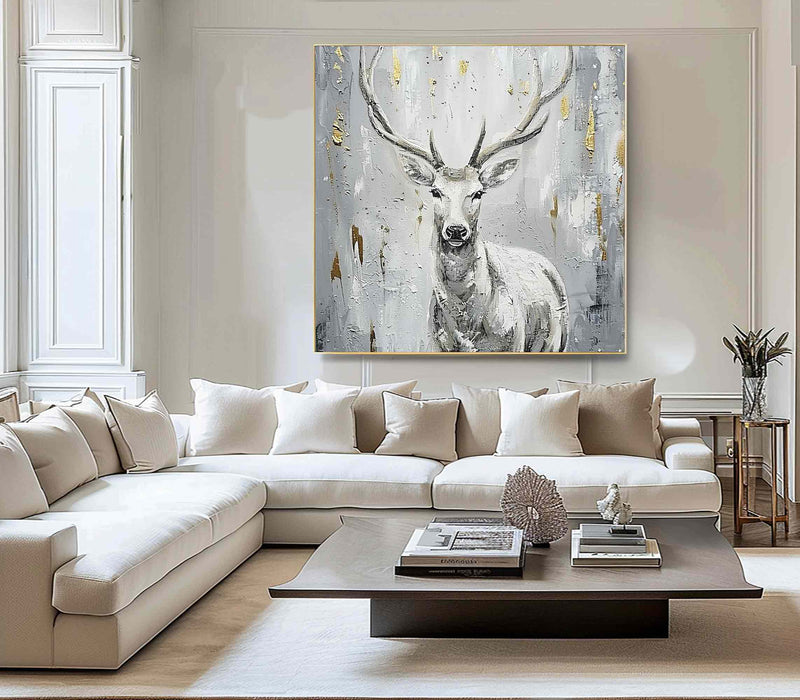 Deer wall decor Deer Canvas Wall Art Deer Abstract Painting Deer Wall Art Large Deer Artwork