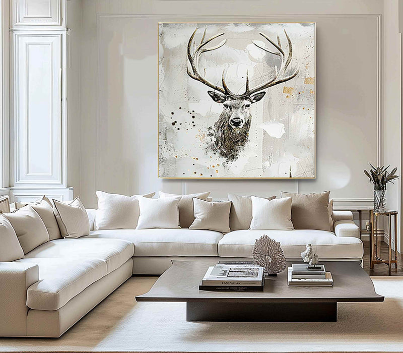 Deer wall decor Deer Canvas Wall Art Deer Abstract Painting Deer Wall Art Large Deer Artwork