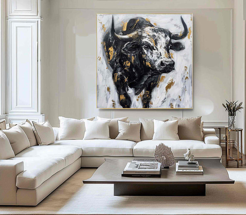 Personalized Gifts Bull Abstract Painting bull painting bull wall art animal painting Bull Wall Art 