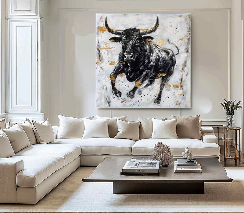 Personalized Gifts Bull Abstract Painting bull painting bull wall art animal painting Bull Wall Art 