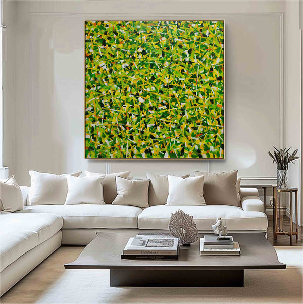 Jackson Pollock Style Painting Pollock green Canvas Wall Art Modern Abstract Colorful Fine Art