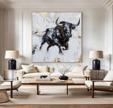 Personalized Gifts Bull Abstract Painting bull painting bull wall art animal painting Bull Wall Art 