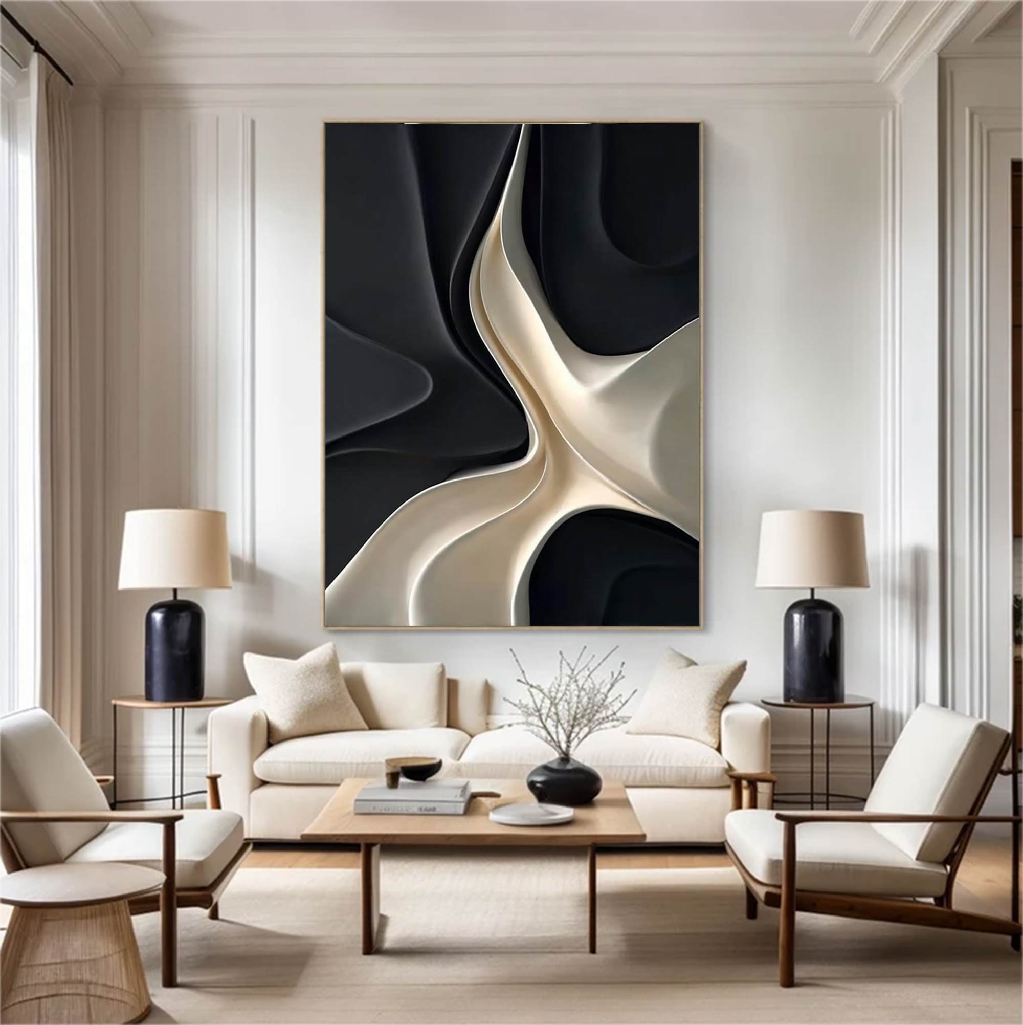 Black white texture wall art Wood Wall Decor Sculptured art Painting