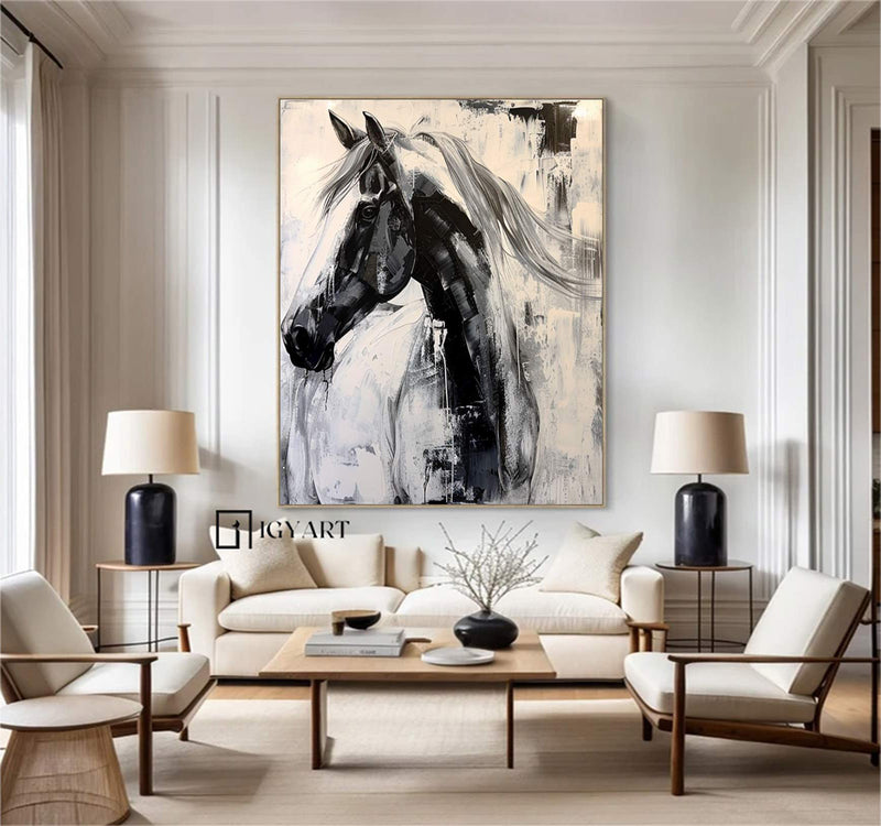 Horse head painting Horse Oil Painting Horse Abstract painting Animal Painting Hand-painted horse head painting