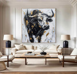 Personalized Gifts Bull Abstract Painting bull painting bull wall art animal painting Bull Wall Art 