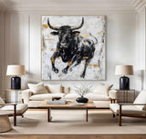 Personalized Gifts Bull Abstract Painting bull painting bull wall art animal painting Bull Wall Art 