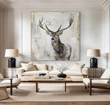 Deer wall decor Deer Canvas Wall Art Deer Abstract Painting Deer Wall Art Large Deer Artwork