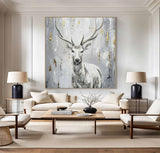 Deer wall decor Deer Canvas Wall Art Deer Abstract Painting Deer Wall Art Large Deer Artwork