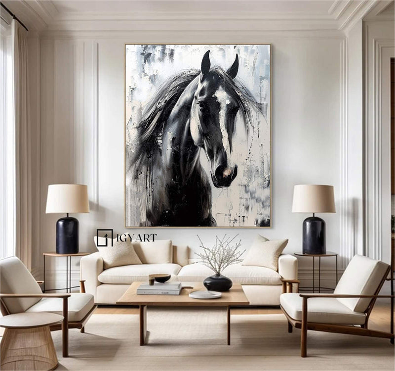 Horse head painting Horse Oil Painting Horse Abstract painting Animal Painting Hand-painted horse head painting