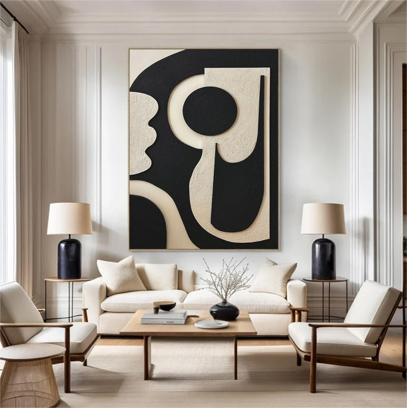 Black and Beige Minimalist Painting Black abstract Art Black Beige wall art Black Beige Painting