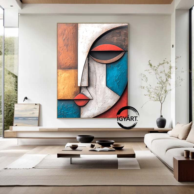 Wood carving wall art Wooden wall decor Art face 3D Textured Wall Decor