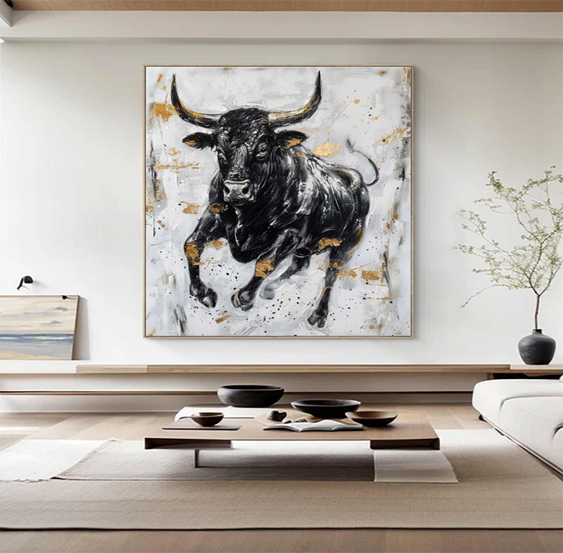 Personalized Gifts Bull Abstract Painting bull painting bull wall art animal painting Bull Wall Art 