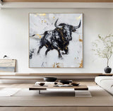 Personalized Gifts Bull Abstract Painting bull painting bull wall art animal painting Bull Wall Art 