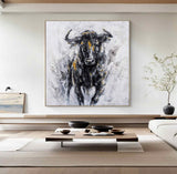 Black bull painting Personalized Gifts Bull Abstract Painting bull painting Bull Wall Art 