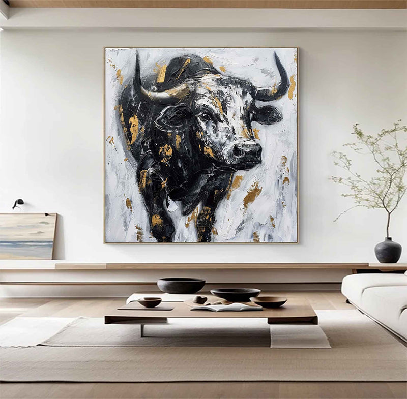 Personalized Gifts Bull Abstract Painting bull painting bull wall art animal painting Bull Wall Art 