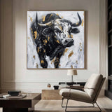 Personalized Gifts Bull Abstract Painting bull painting bull wall art animal painting Bull Wall Art 