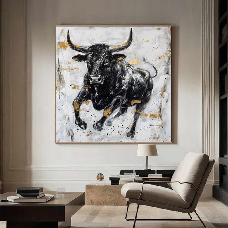 Personalized Gifts Bull Abstract Painting bull painting bull wall art animal painting Bull Wall Art 