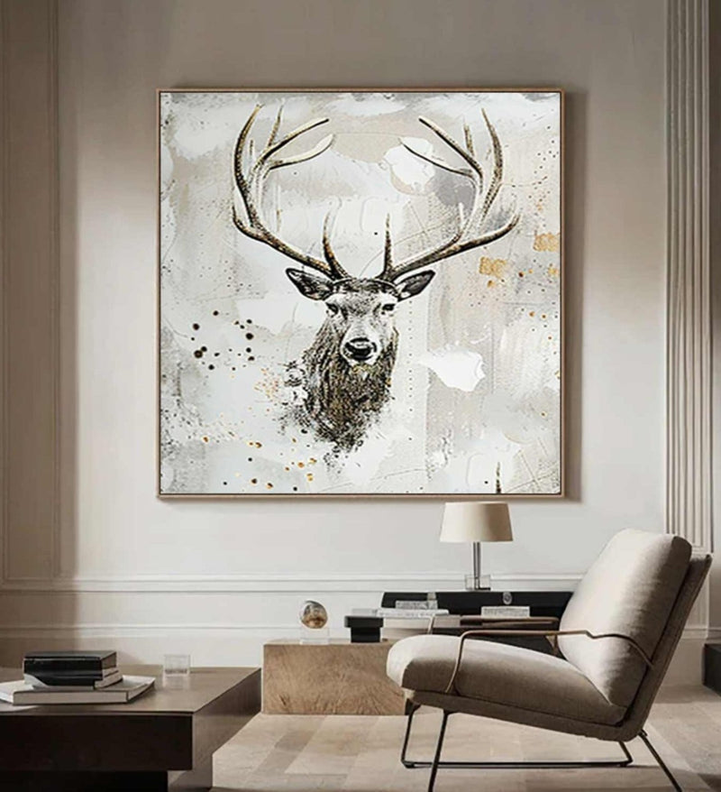 Deer wall decor Deer Canvas Wall Art Deer Abstract Painting Deer Wall Art Large Deer Artwork