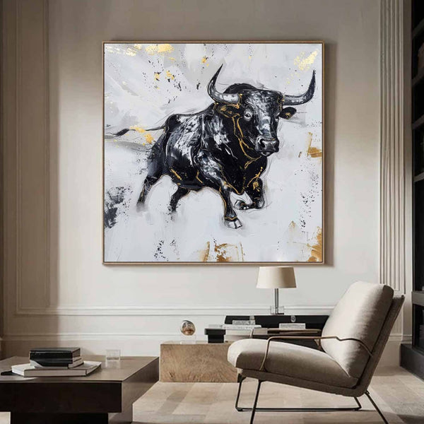 Personalized Gifts Bull Abstract Painting bull painting bull wall art animal painting Bull Wall Art 