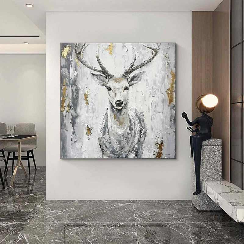 Deer wall decor Deer Canvas Wall Art Deer Abstract Painting Deer Wall Art Large Deer Artwork