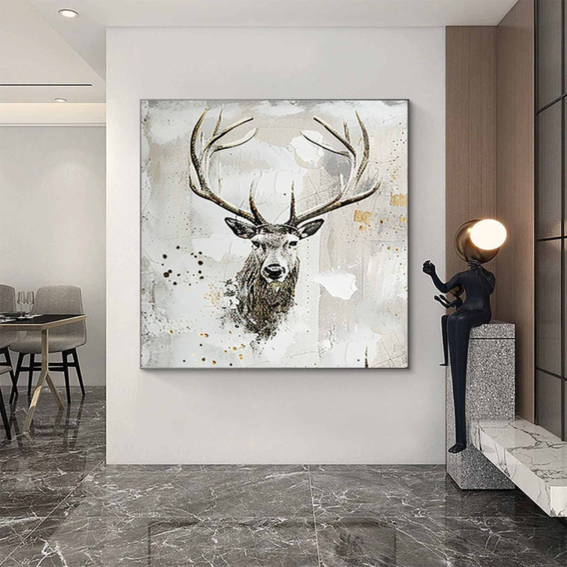 Deer wall decor Deer Canvas Wall Art Deer Abstract Painting Deer Wall Art Large Deer Artwork