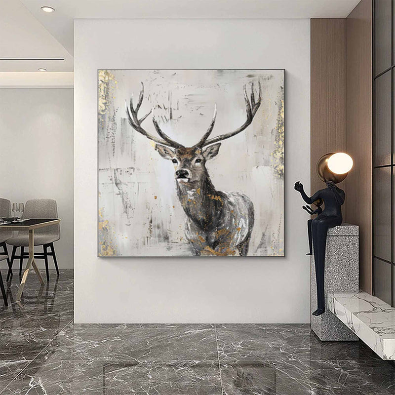 Deer wall decor Deer Canvas Wall Art Deer Abstract Painting Deer Wall Art Large Deer Artwork