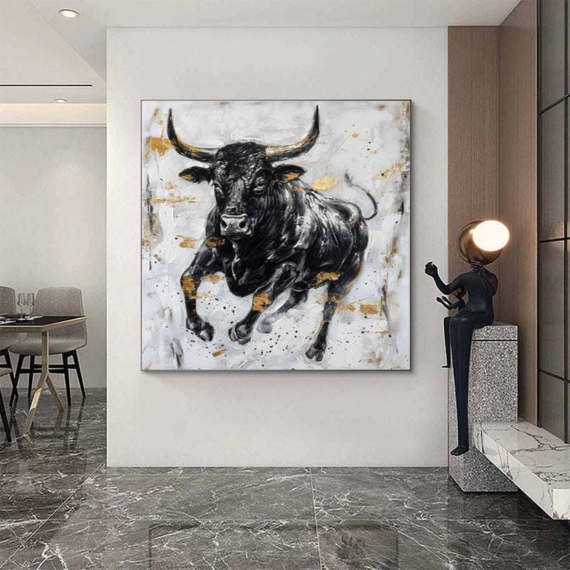 Personalized Gifts Bull Abstract Painting bull painting bull wall art animal painting Bull Wall Art 