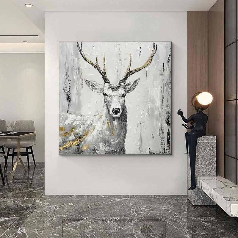 Deer wall decor Deer Canvas Wall Art Deer Abstract Painting Deer Wall Art Large Deer Artwork