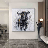 Black bull painting Personalized Gifts Bull Abstract Painting bull painting Bull Wall Art 