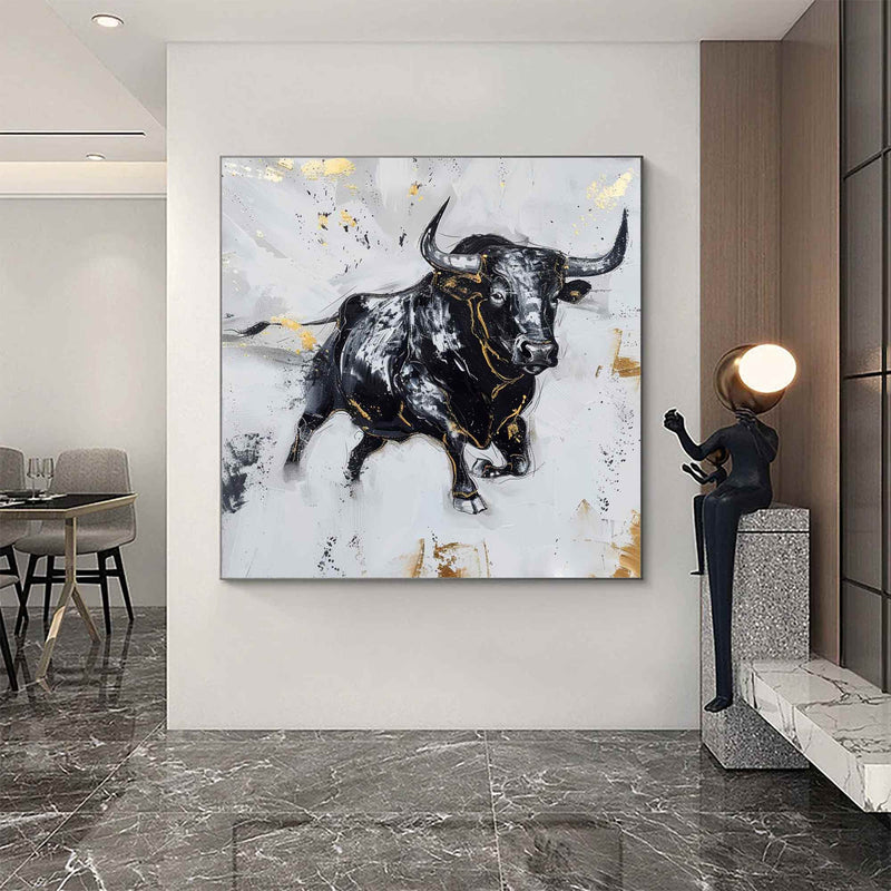 Personalized Gifts Bull Abstract Painting bull painting bull wall art animal painting Bull Wall Art 