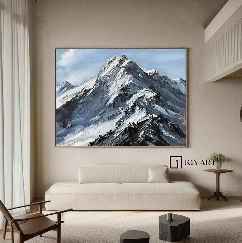 Large Original 3D White Mountain Painting Snow Mountain Wall Art Snow Mountain Painting