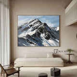 Snow Mountain Wall Art Large Original 3D White Mountain Painting Snow Mountain Painting Skiing Art