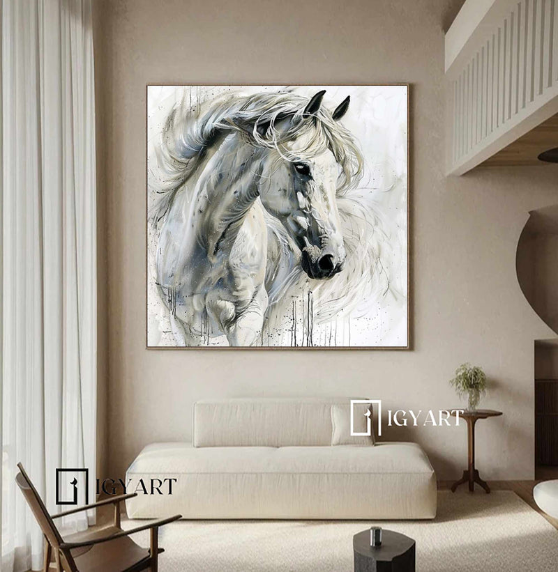 white horse painting Personalized Gifts Animal Painting Horse Painting Horse Oil Painting Horse Abstract Painting