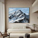 Large Original 3D White Mountain Painting Snow Mountain Wall Art Snow Mountain Painting Skiing Art